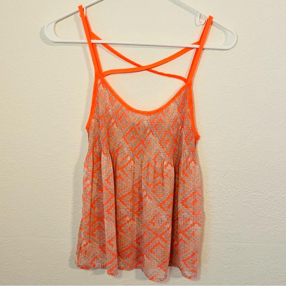 Vera Wang Princess Top Women’s Small Tank Grey Neon Orange